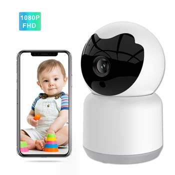1080P צג התינוק WiFi ראיית לילה IR-כיוונית אודיו וידאו המטפלת אינטרקום אוטומטי לעקוב אחר אלחוטית Wirelrss הביתה האינטרקום מצלמה