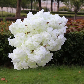 140-ראשי פרחים מלאכותיים פריחת הדובדבן החתונה קשת לקשט מזויף פרח משי הידראנגאה לבן ענף עיצוב הבית