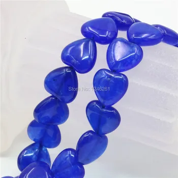 15mm חם מכירת אביזרים כחול כההcolor קלצידוני חופשי חרוזים לב האבן, מלאכת יד DIY 15inch התכשיטים נשים בנות מתנות אבני חן