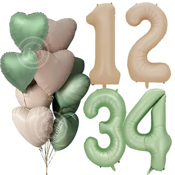 1set בציר בלון להגדיר ירוק קרמל עם 40inch מספר הבלונים לילדים שמח מסיבת יום הולדת קישוט DIY החתונה אספקת