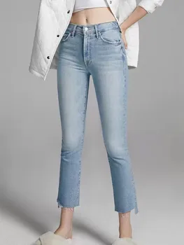 2022 חדש של נשים גבוהה המותניים עיפרון ג 'ינס מכנסיים בתחילת סתיו האופנה הנשים מזדמנים רוכסן בקרסול-אורך הג' ינס