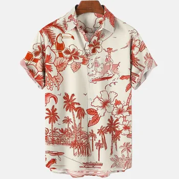 2022 פרח חולצת הוואי חולצה גברים בגדים רופפים לנשימה של גברים חולצות קיץ זכר החולצה רחוב מזדמן קצר, חולצות שרוול 5xl