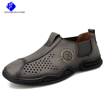 2023 גברים חדשים נעלי עור רך נעליים מזדמנים מותג יוקרה נעלי מוקסינים אופנה לנשימה להחליק על הנהיגה נעלי גודל גדול 48