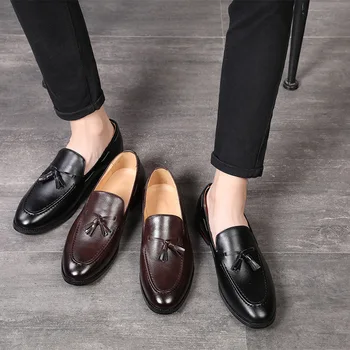 2023 גודל גדול נעלי גברים בריטי הגירסה הקוריאנית של גברים מזדמנים נעלי עור בין נעליים