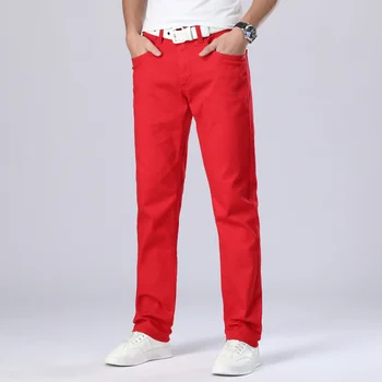 2023 חדש סתיו של גברים אדום ג 'ינס בסגנון קלאסי ישר גמישות כותנה מכנסי ג' ינס הגברי המותג מכנס לבן