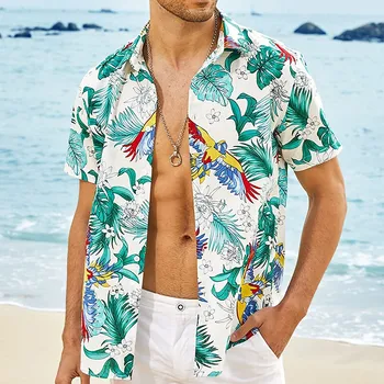 2023 יער טרופי חיות 3d חולצת הוואי גברים בגדים רופפים לנשימה של גברים חולצות קיץ חולצה רחוב מזדמן שרוול קצר