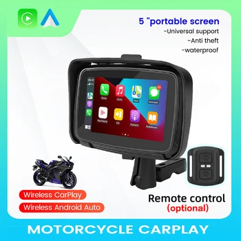 5 אינץ ' נייד אופנוע תצוגת LCD IPX7 עמיד למים מוניטור אלחוטי עבור Apple Carplay Android Auto Moto המכונית לשחק מסך GPS
