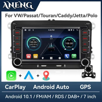7 אינץ אנדרואיד מולטימדיה 2 Din רדיו במכונית עם Bluetooth קווי אנדרואיד אוטומטי אלחוטי Carplay FM RDS DAB ניווט GPS עבור פולקסווגן