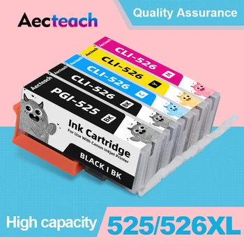 Aecteach תואם מחסניות דיו עבור PGI-525 CLI-526 PGI525 Canon PIXMAIP4850/IX6550/MG5150/MG5250/MG6150/MG8150/MX885