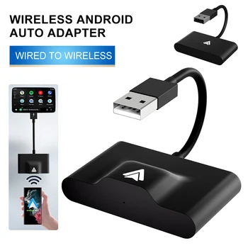 Android Auto Wireless Adapter Plug and Play מחובר למתאם האלחוטי עבור אנדרואיד אוטומטי 2.4 G&5G WiFi בשיוך אוטומטי לשדרג OTA