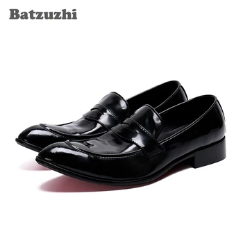 BatzuzhiBlack מעור גברים נעלי מחודד בוהן להחליק על עסקי עור נעלי גברים רשמית Zapatos Hombre, 46!