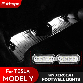 Futhope LED תחת כסא תאורה הרסניות התקנה עבור טסלה מודל Y 18-23 לילה נהיגה גלוי המכונית Footwell אור