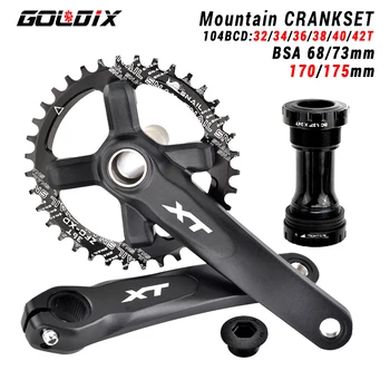 GOLDIX XT אופניים Crankset 104BCD Chainring רחב צר 32-42T 170/175mm מזויפים קראנק תואם SHIMANO/SRAM 11-12Speed