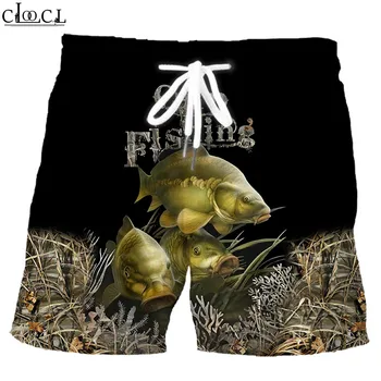 HX פופולרי בס קרפיון דיג 3D הדפסה גברים אופנה הקיץ מכנסיים קצרים החוף מזדמנים כל משחק מגניב קצרים זרוק משלוח