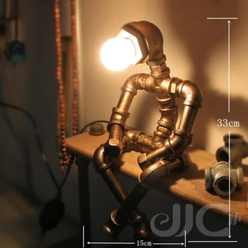 JJC האמריקאי רטרו ברזל צינור מנורת שולחן סגנון תעשייתי E27 LED השינה ליד המיטה מנורת שולחן הרובוט השולחן לקישוט המנורה.