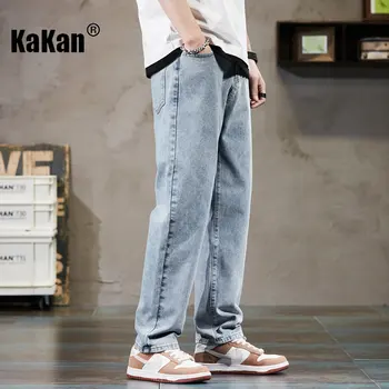 Kakan - חדש האביב/קיץ רחב הרגל טיפה מרגיש ג 'ינס לגברים, קוריאנית סגנון ישר מתאים רגוע ארוך ג' ינס K03-561
