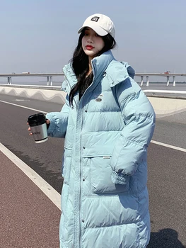 KBAT אופנה Windproof מעטה והברדסים נשים שלג המעיל 2022 מנופחים זמן נשים למטה ז ' קט, מעיל חם כותנה מרופד מעיל