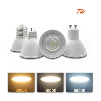 LED COB הזרקורים E27 E14 GU10 GU5.3 MR16 B15 E12 7W נורת LED ניתן לעמעום 220V 110V אלומיניום באיכות גבוהה, סופר מבריק led הנורה