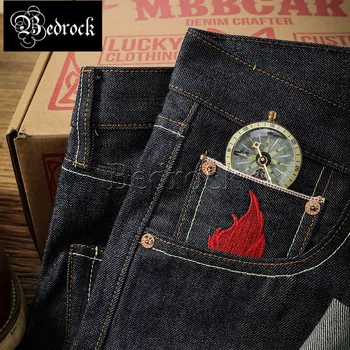 MBBCAR 15oz כבד בקר ג 'ינס וינטג' selvedge ג 'ינס לגברים רחוצים גלם הג' ינס ללא חריכה ישר ג ' ינס 705