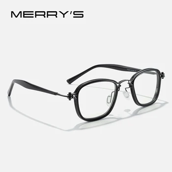 MERRYS עיצוב רטרו Steampunk מסגרת משקפיים לגברים נשים יוקרה סגסוגת טיטניום קוצר ראייה משקפי מרשם משקפיים S2802
