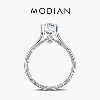 Modian 925 כסף סטרלינג אופנתי הכתר 5A קריסטל טבעת עבור נשים 100% חתונת כסף הצהרה האצבע טבעות תכשיטים יפים מתנה