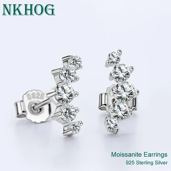 NKHOG 0.74 ct Moissanite עגילים S925 כסף סטרלינג מעוקל האוזן אביזרים תכשיטים לנשים החתונה המתנה הטובה ביותר לעבור את המבחן