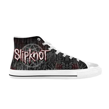 Slipknots מתכת כבדה להקת רוק מוסיקה הזמר מגניב מזדמנים נעלי בד גבוהות העליון לנשימה נוחה הדפסת 3D גברים, נשים, נעלי ספורט