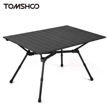 Tomshoo קיפול שולחן קמפינג מתקפל להפשיל אלומיניום מחנה שולחן כולל רשת סל מתכוונן LegsChicken לחמניות שולחן מתקפל
