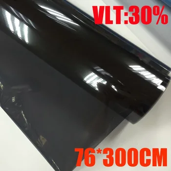 VLT 30%/ גליל 76cm*300cm/הרבה אור המכונית השחורה גוון חלון הסרט זכוכית 2 רובדי רכב אוטומטי הבית מסחרי הגנת שמש הקיץ