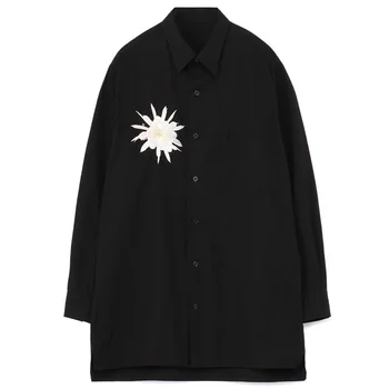 Y3 פרח לבן רקמה, חולצות יוניסקס החולצה הענקית יוז ' י Yamamotos Homme חולצה שחורה אוונס חולצות לגבר, חולצות וחולצות
