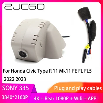 ZJCGO Plug and Play DVR Dash Cam UHD 4K וידאו 2160P מקליט עבור הונדה סיוויק סוג R 11 Mk11 פה FL FL5 2022 2023