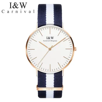 אופנה נשים שעון חדש קרנבל באיכות גבוהה קוורץ שעון נשים עמיד למים ספיר ניילון או עור להקה Montre פאטאל 2018