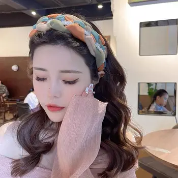 בציר לשטוף פנים אלגנטי קיץ מתוק הכובעים אורגנזה קלוע סרט קוריאני סגנון שיער חישוק נשים רשת לשיער