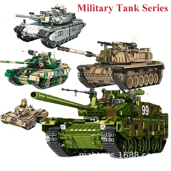 גדול 1400+יח ' צבאיות מיכל סדרה M1A2 T-90 סוג 99 טנק המרכבה אקדח להגדיר חייל DIY בניין צעצועי ילדים מתנה
