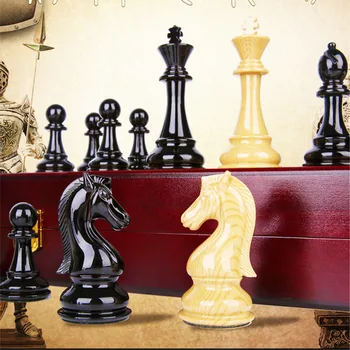 גדול שחמט יוקרה שחמט משחק לוח מתקפל מעץ שחמט עץ חיקוי תבואה פלסטיק ABS פלדה מעודנת כלי שחמט