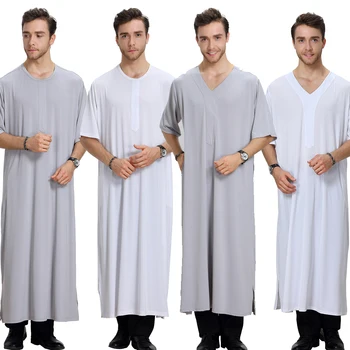 האסלאמית גברים בגדים ללבוש גלימה מוסלמית בטורקיה Jubbe Thobe Thoub הסעודית ערבית מסורתית Kaftan Abaya דובאי רמדאן עיד בגדים