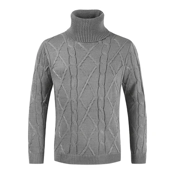 הסתיו חורף לגברים סוודר באיכות גבוהה מגמה גבוהה עם צוואר מוצק צבע חדש סריגה Pullovers אלסטי מזדמן קרקעיות החולצה