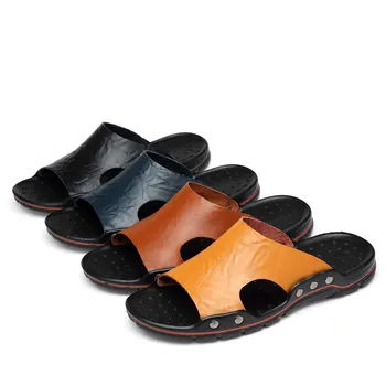 הקיץ החדש גדול גודל פלטפורמת סנדלי עור פרה גברים אופנה לנשימה מזדמנים סנדלי נוחות נעלי גברים של נעליים.