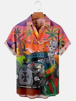 הקיץ רטרו אופנה חולצה פרחונית Camisa Masculina 3d הוואי חברתי הלבוש 2023 שרוול קצר לנשימה רופף העליון