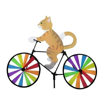 חיה אופניים הרוח טווה חתול גור טחנת רוח חיצונית קישוט הגן שבשבת בחצר הבית אמנות קישוט מתנה