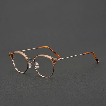 טיטניום מסגרת משקפיים עגולים גברים מעצבים באיכות גבוהה אופטיות למשקפי קוצר ראייה רוחק ראייה לקרוא, נשים מרשם משקפיים