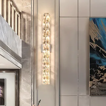 יוקרה מודרנית נורדי קיר קריסטל מתכוונן LED מקור אור חיה חדר אוכל חדר השינה במסדרון מדרגות נירוסטה