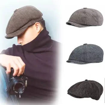 ייחודי צייר כובע צמר תערובת גברים כתב כובע Bakerboy הכובע הגברי הקסדות שטוח קאפ