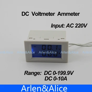כפולה צג LCD מתח DC הנוכחי מד מד הזרם מודד טווח DC 0-199.9 V 0-10A כחול עם תאורה אחורית