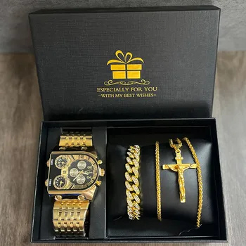 מותג היוקרה השעון לגברים מתנה watch עבור גברים זהב קוורץ שעון צמיד שרשרת אופנה גברים שעון יד Relogio masculino
