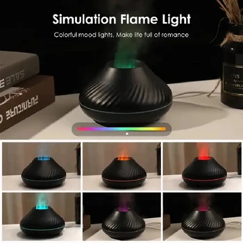 מיני ארומה מפזר אוויר מכשיר האדים קולי להבה שמן אתרי מפזר מטהר אוויר ניחוח ניחוח 7-צבע LED אור