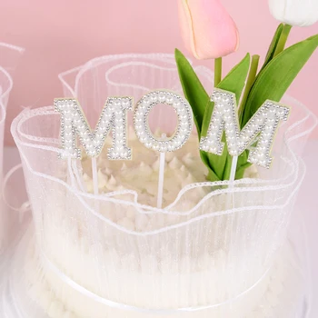 מלאכותי פרל ריינסטון אמא אוהבת Toppers עוגת יום האם שמח אמא מסיבת יום ההולדת ציוד אפייה עוגת קישוט