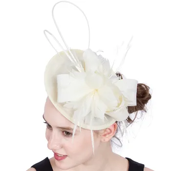 נוצה פרח החתונה Fasciantor על אלגנטי לנשים מסיבת ערב כובע עם קליפ שיער הכלה רשמי שמלת חתונה וינטג ' Headpoece