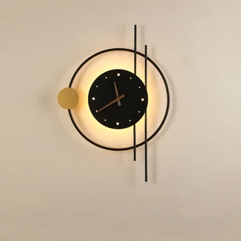 נורדי LED מנורות קיר אמנות שעון עיצוב קיר מנורות קיר יצירתי במעבר השינה, הסלון רקע קיר בעיצוב קיר תאורת אור