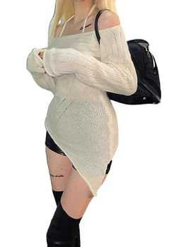 נשים s V-צוואר לסרוג סוודר עם מצולעים שולי בל שרוולים עבור חמים סתיו אופנה